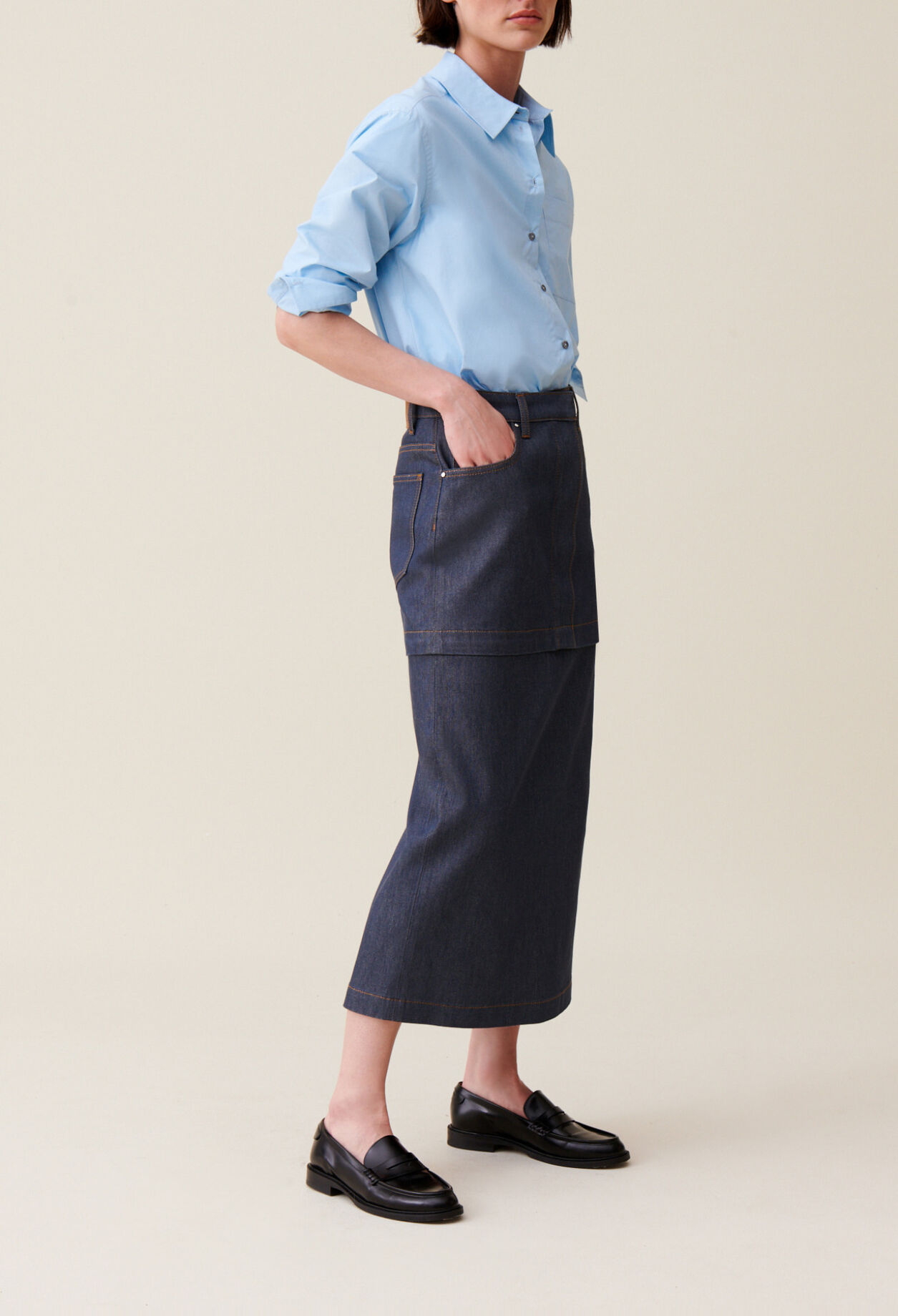 Zip Modular Denim Skirt