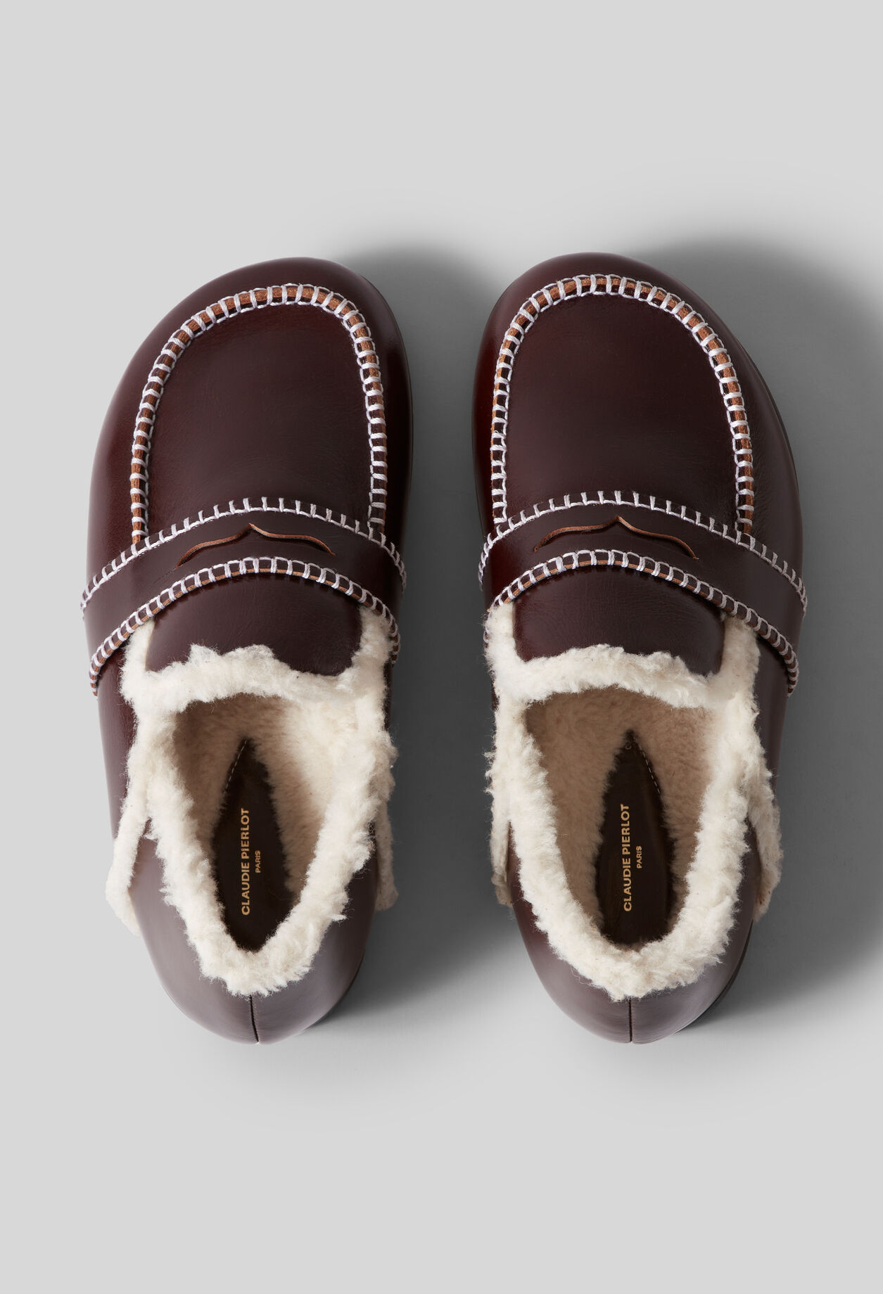 Shearling-Lined Leather Mules