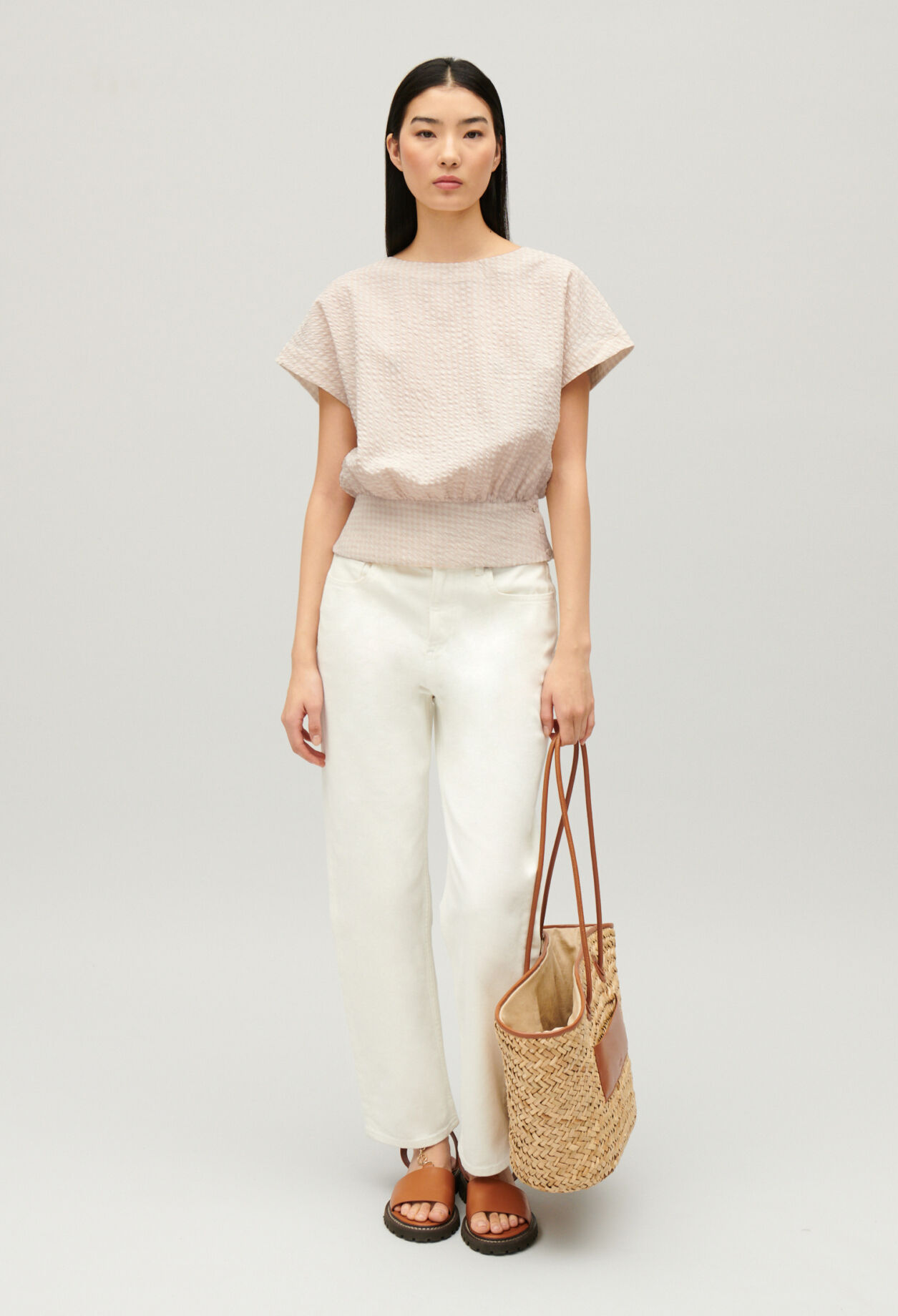 Gathered openwork top