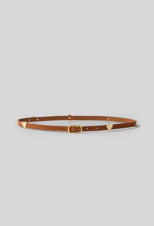 Vegetable-tanned leather charm belt