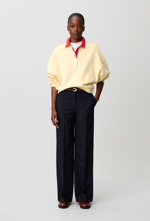 Striped wool blend trousers