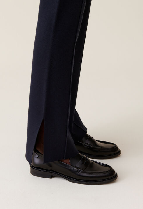 Navy blue knitted trousers