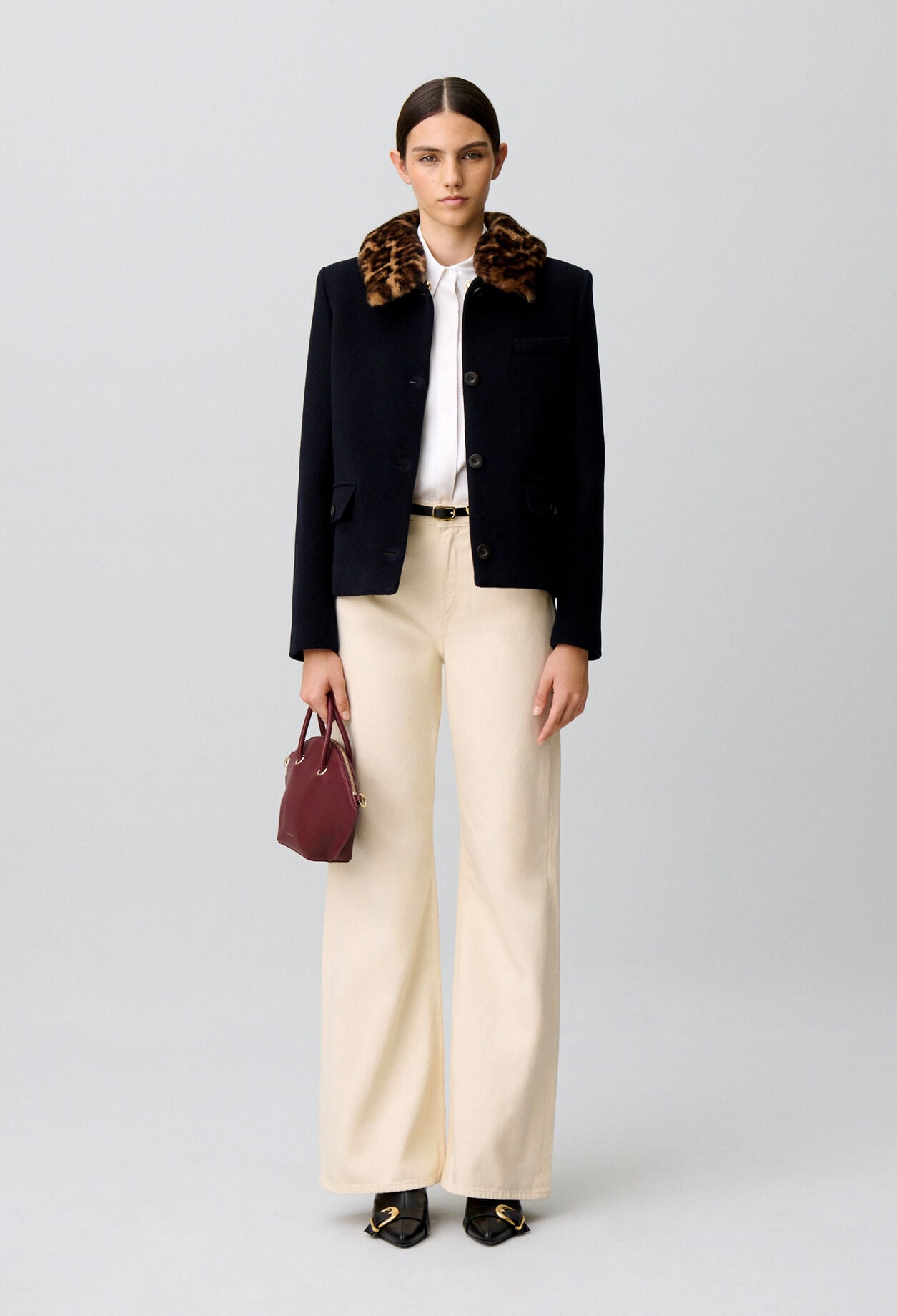 Short wool blend coat