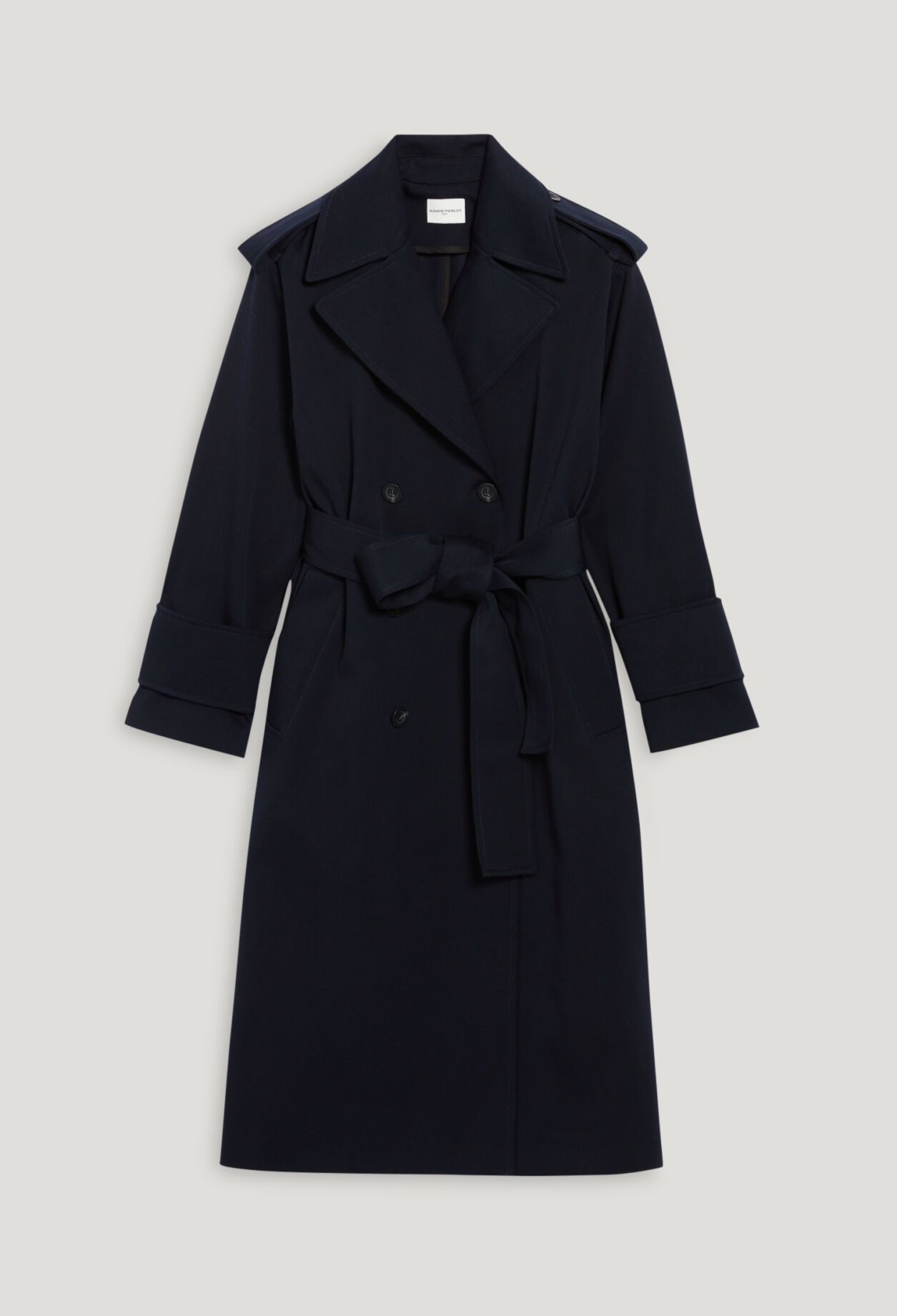 Long navy trench coat