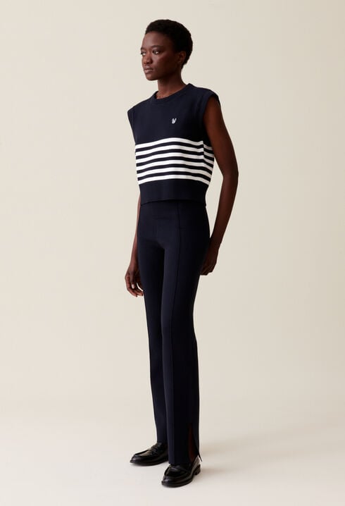 Navy blue knitted trousers