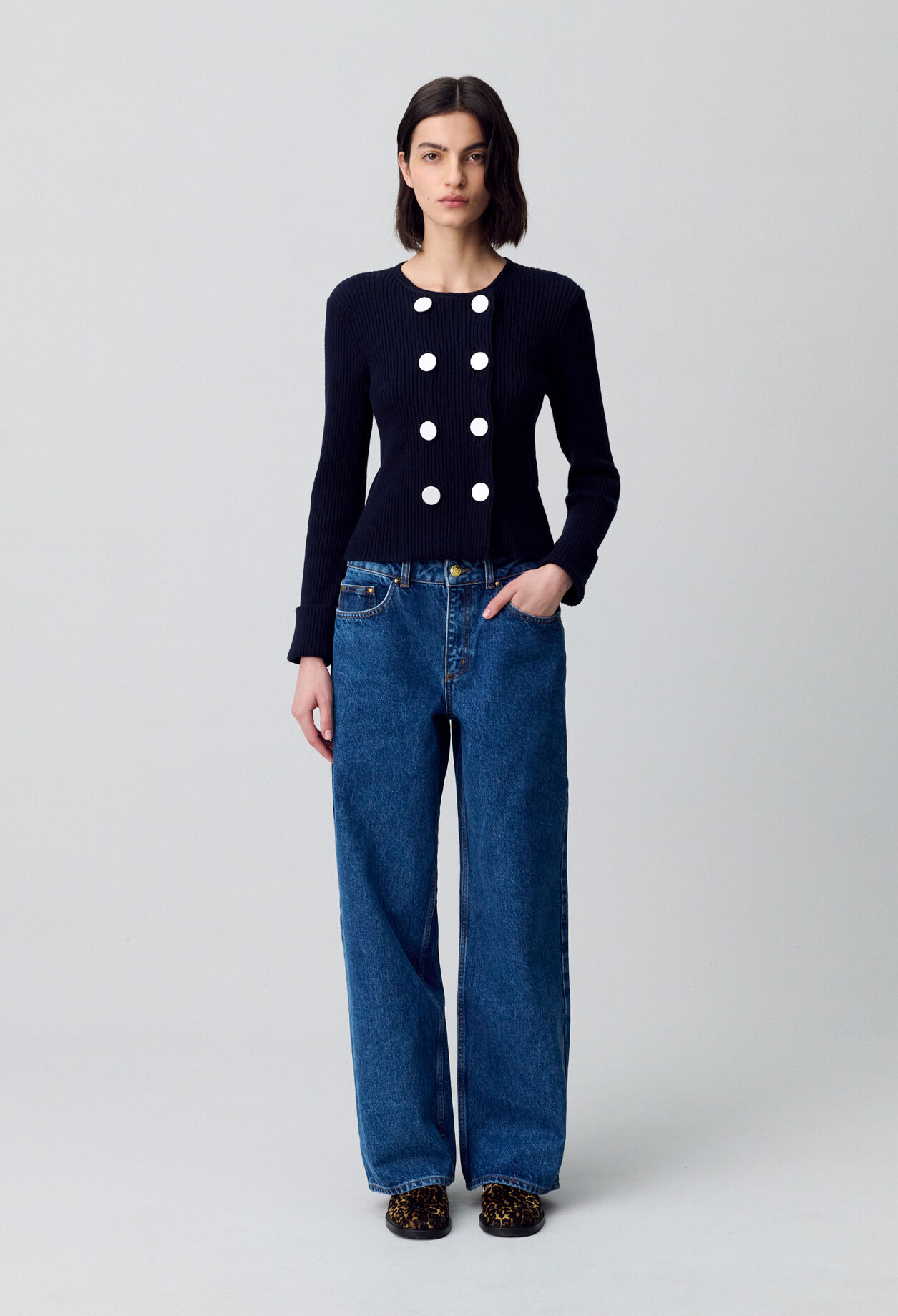 Buttoned wool-blend cardigan