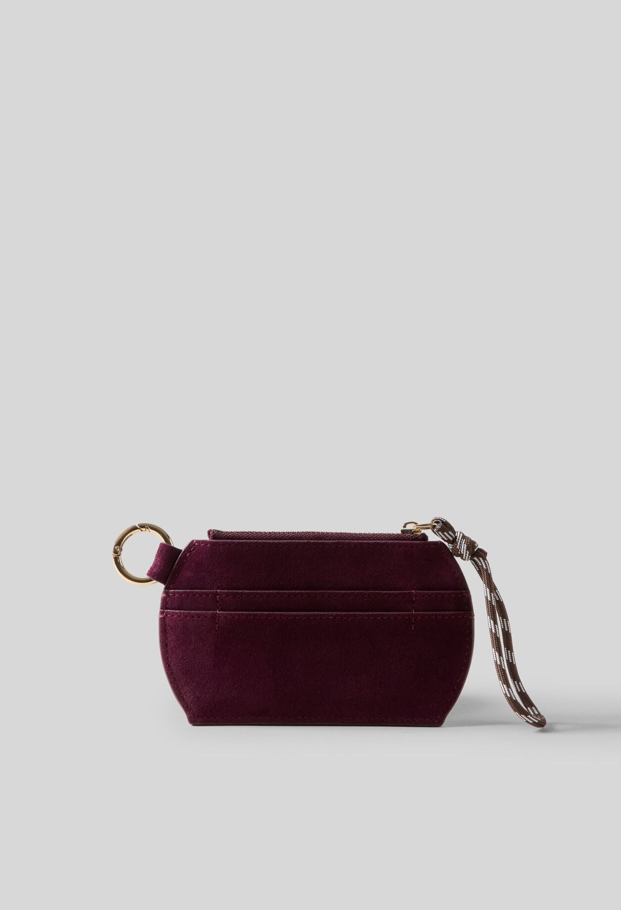 Beige suede zipped card holder