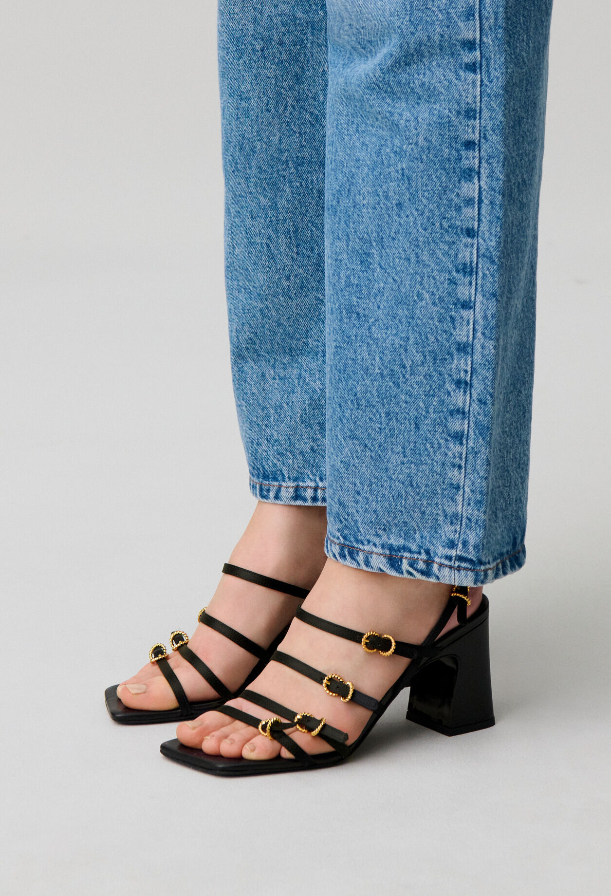 Satin heeled sandals