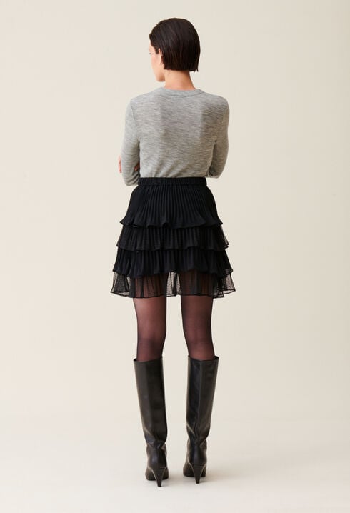 Black short ruffled skirt