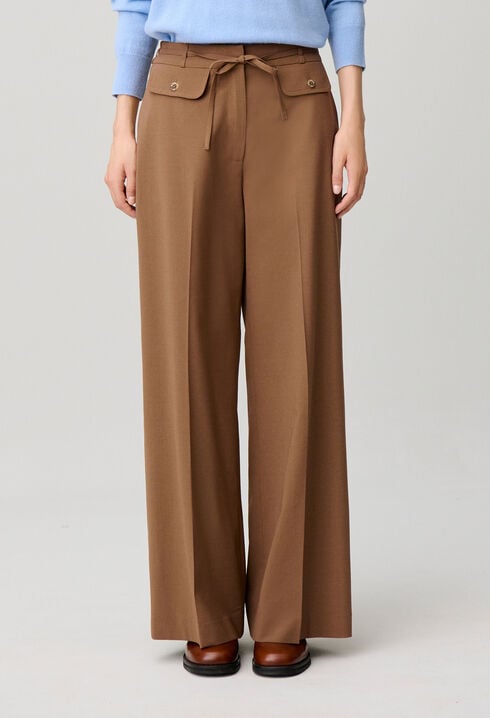 Wide-leg wool blend trousers