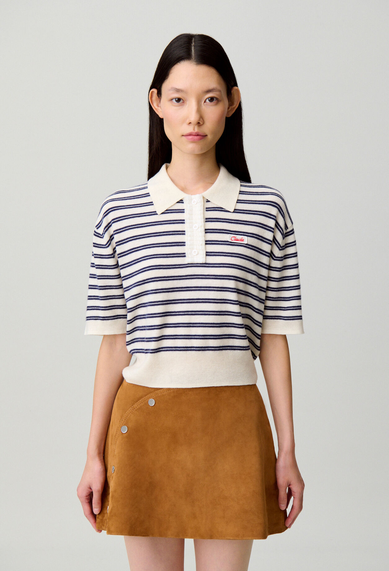 Striped knit polo