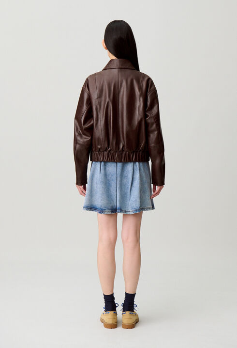 Casual shiny leather jacket