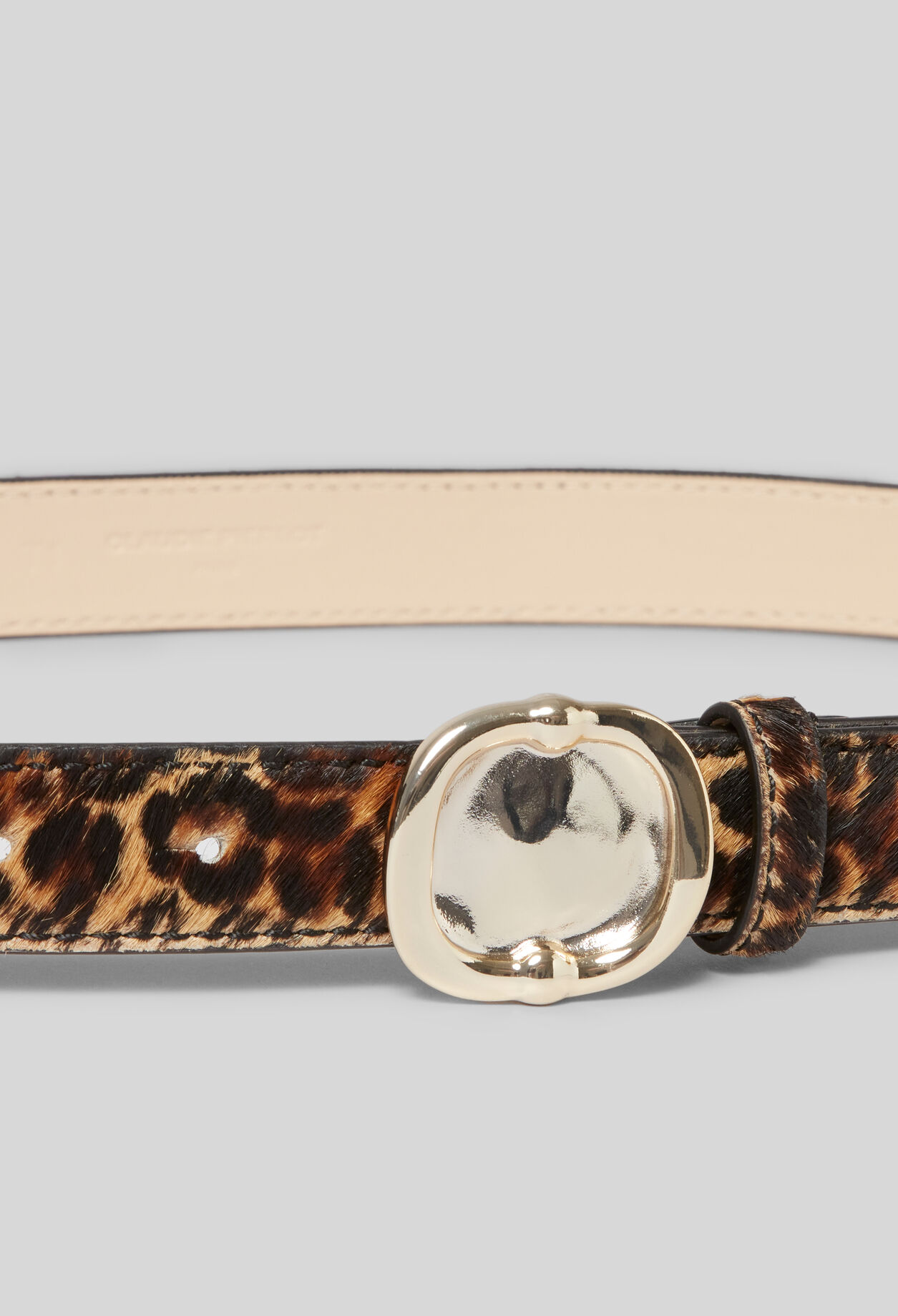Leopard print leather belt