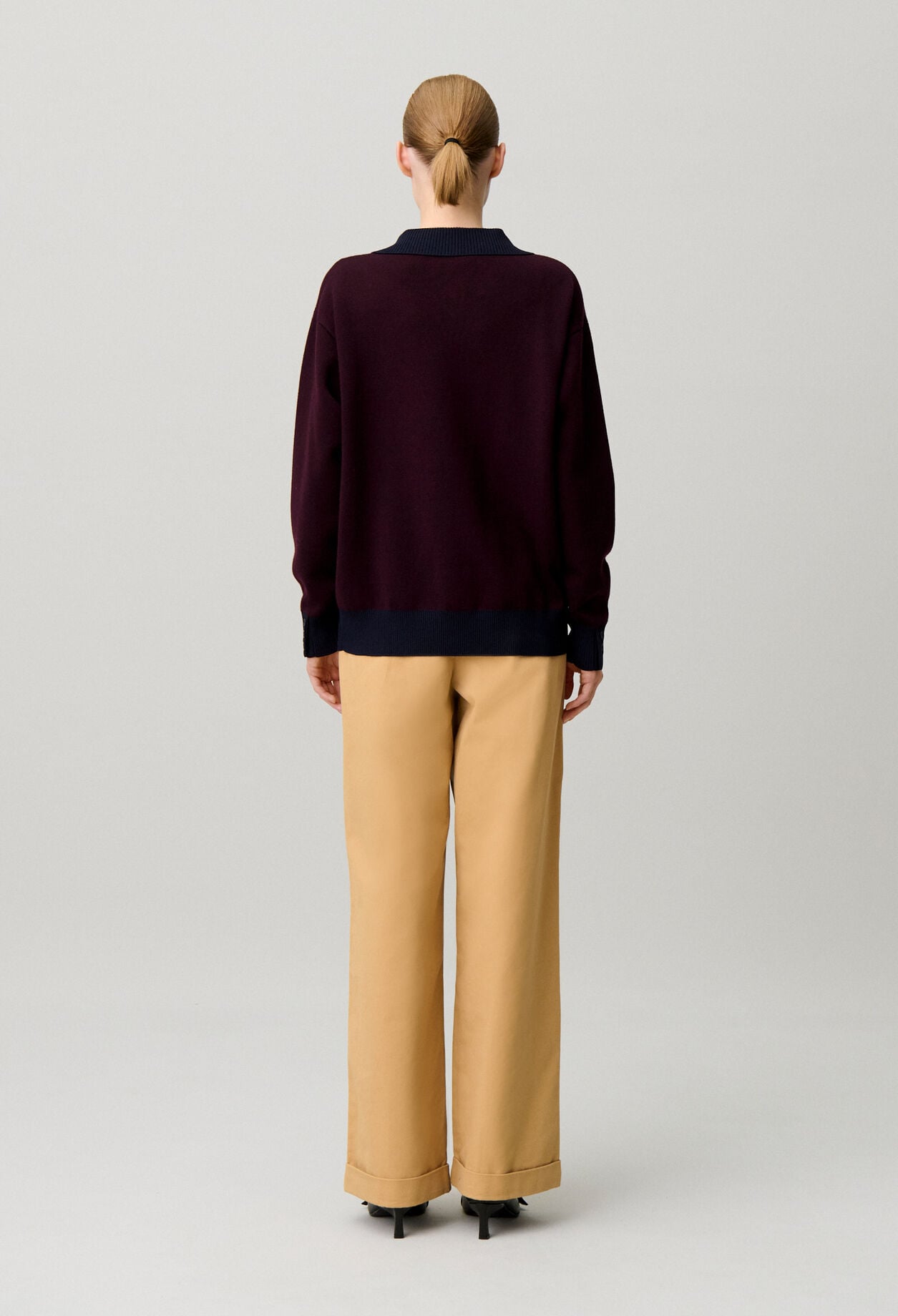 Contrast double collar knit jumper