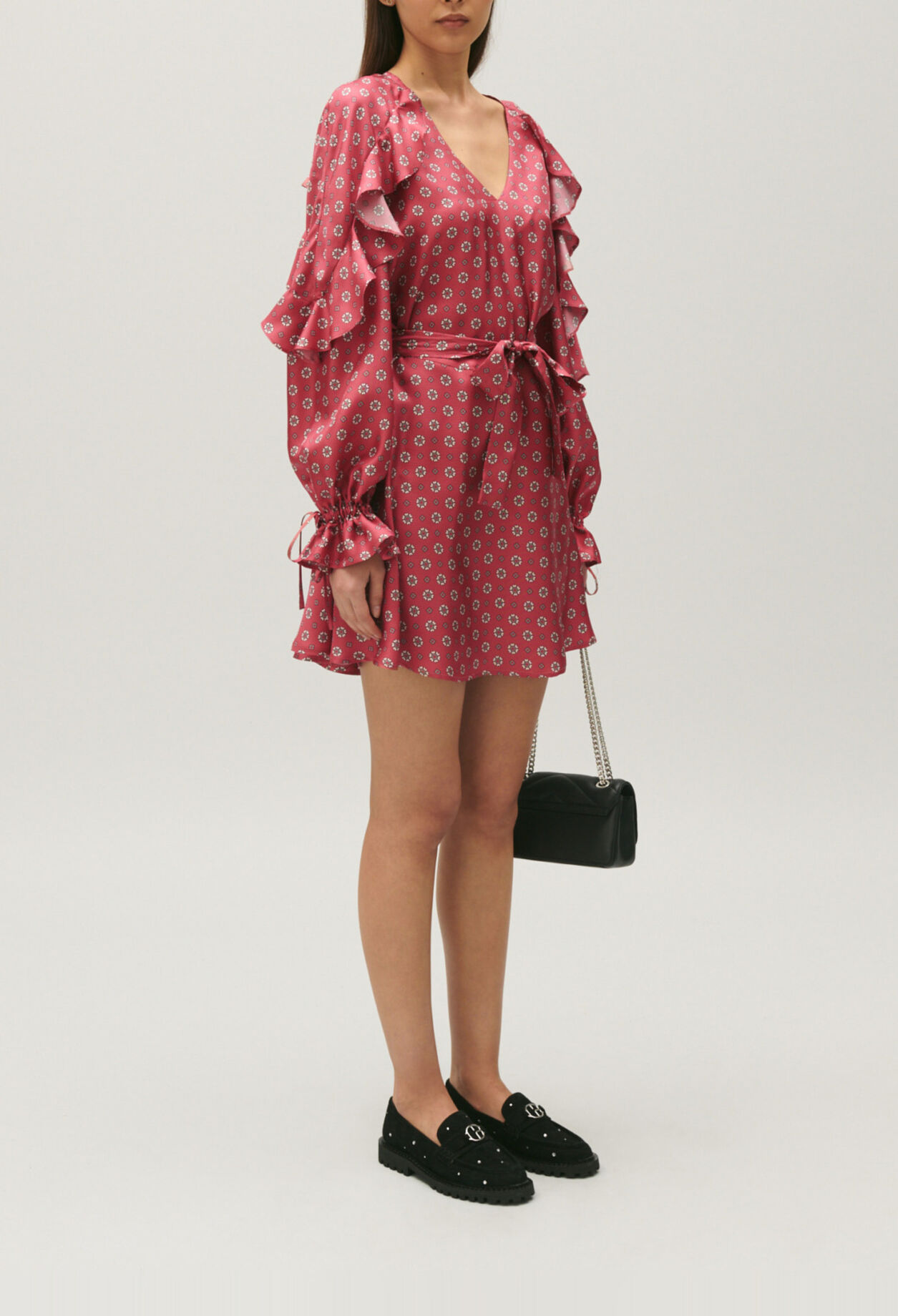 Printed satin mini dress