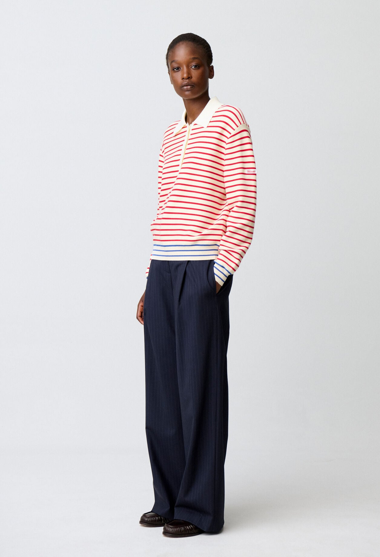 Striped polo neck jumper