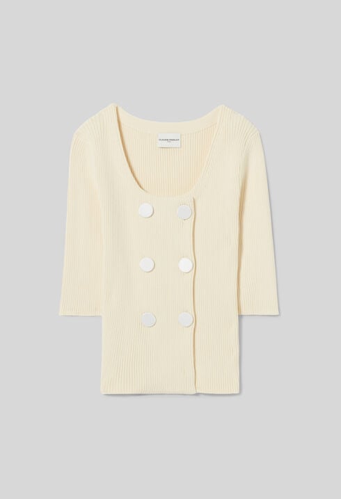 Round neck knitted cardigan