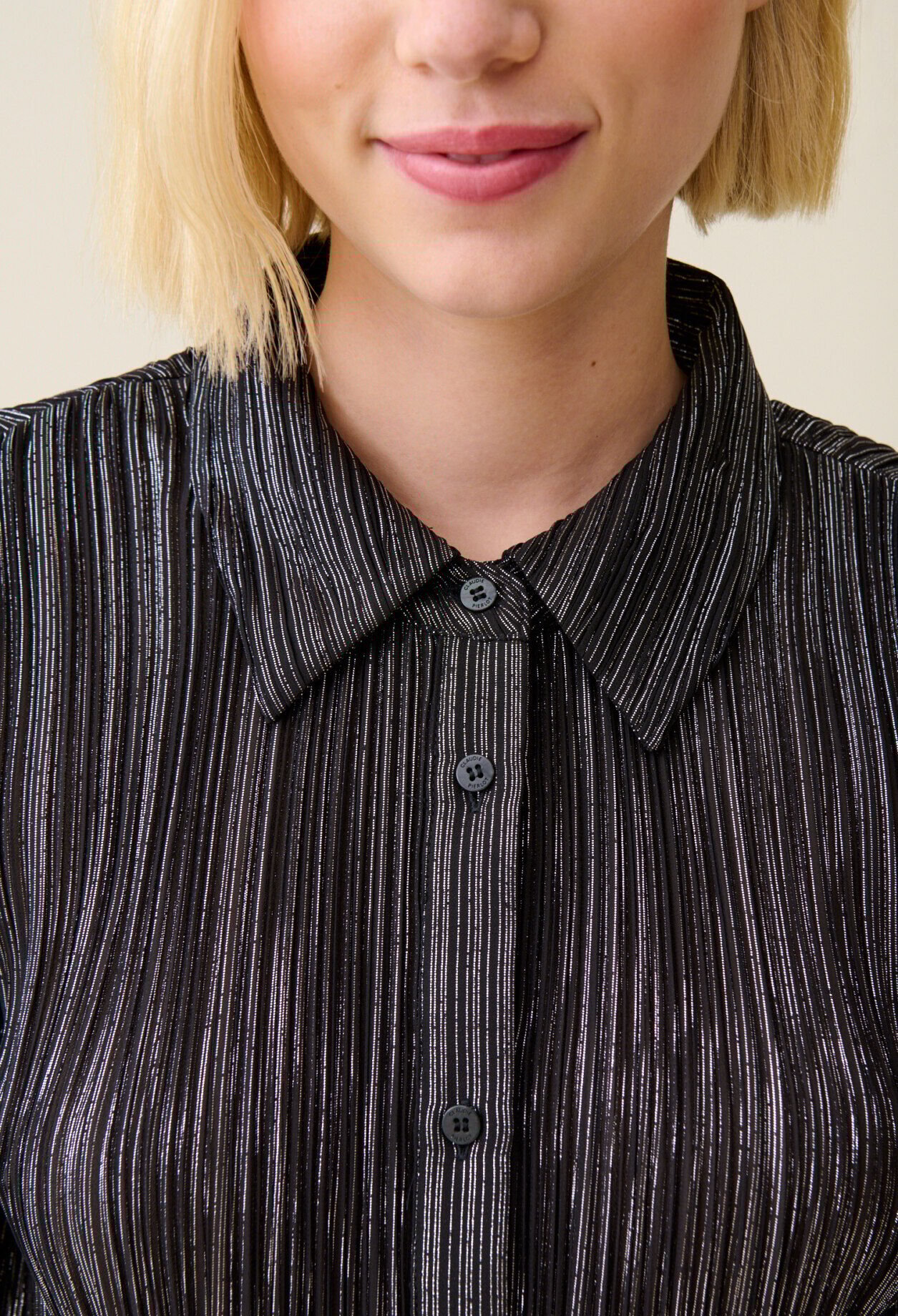 Silver pleated fluid blouse