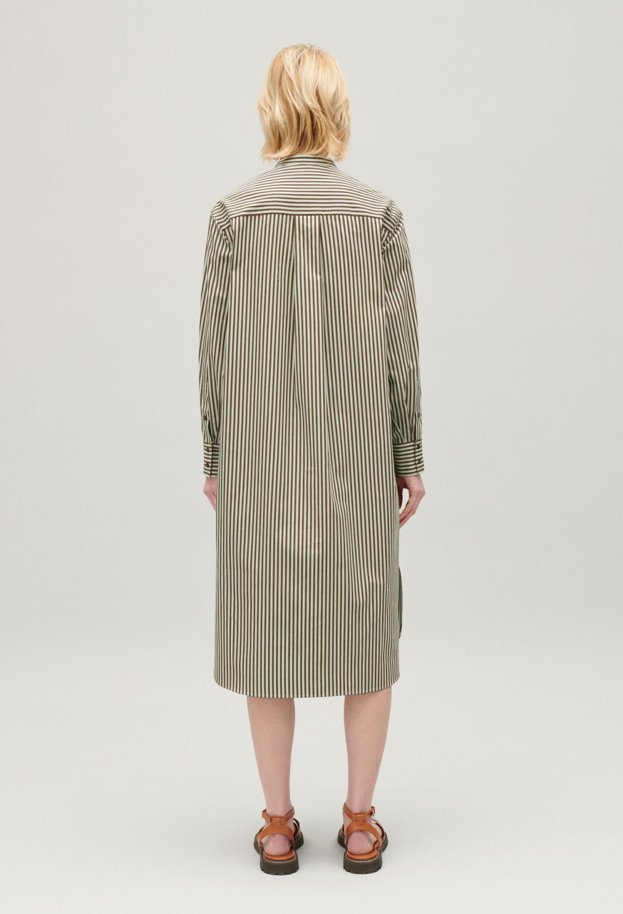 Green striped maxi dress