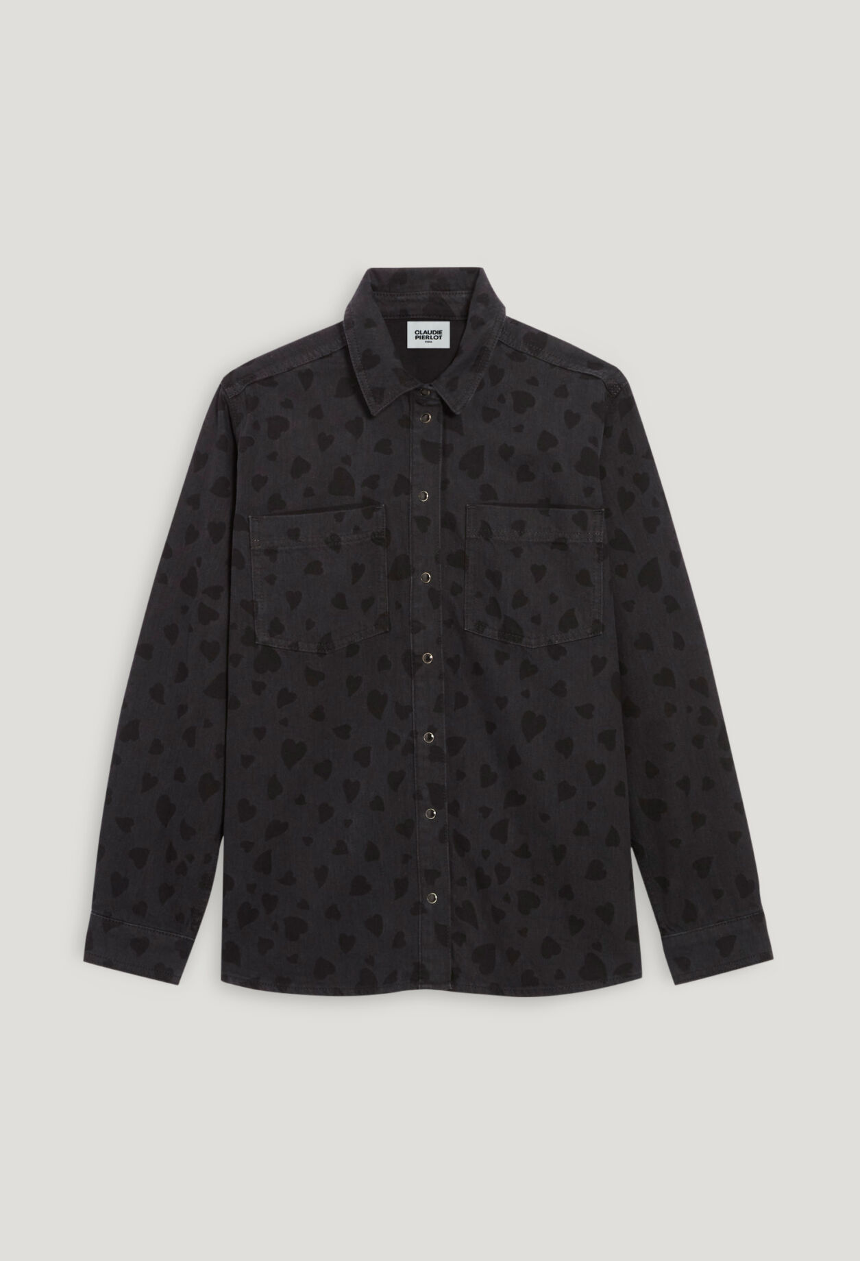 Heart print denim overshirt