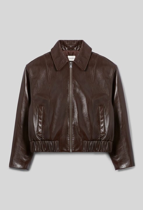 Casual shiny leather jacket