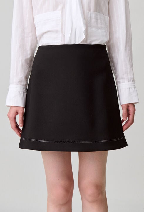 Contrast stitch straight skirt