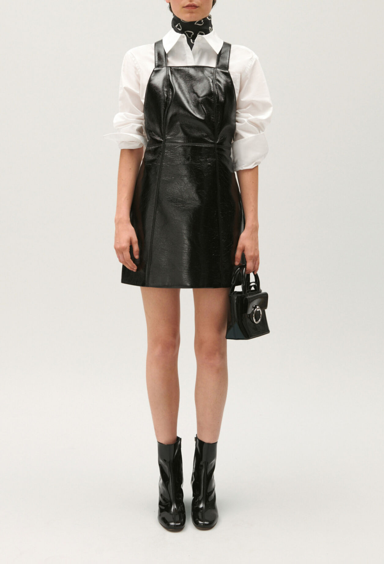 Short black vinyl dress