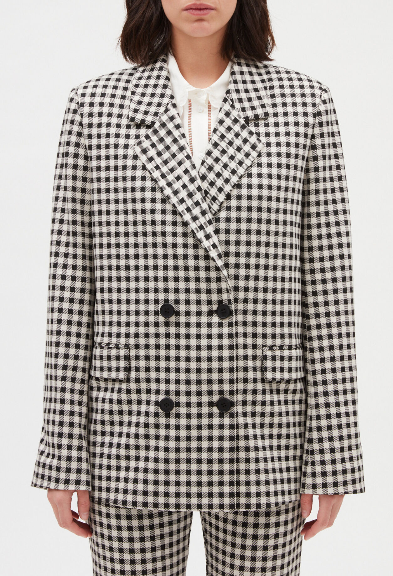 Two-tone vichy suit jacket