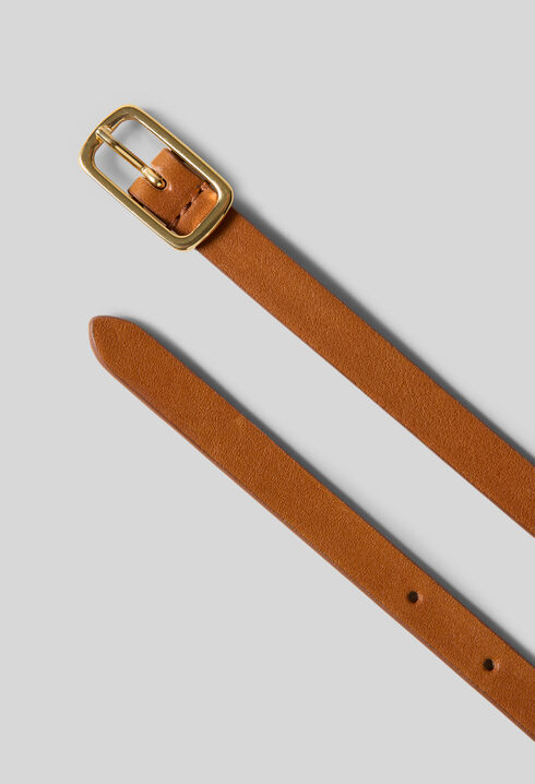 Vegetable-tanned leather charm belt