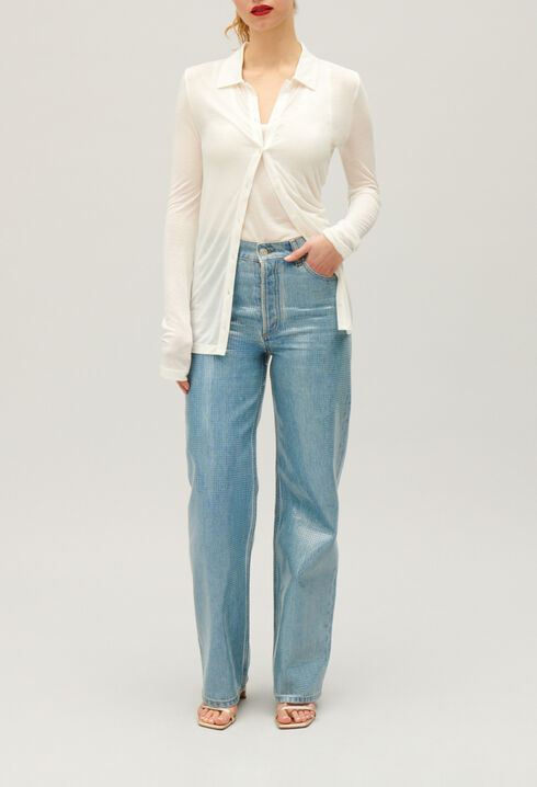 Straight blue glitter Claude jeans