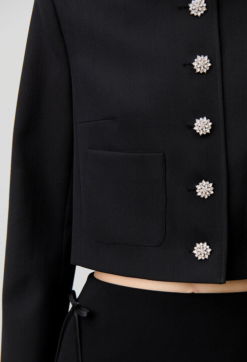 Short jacket with jewel buttons