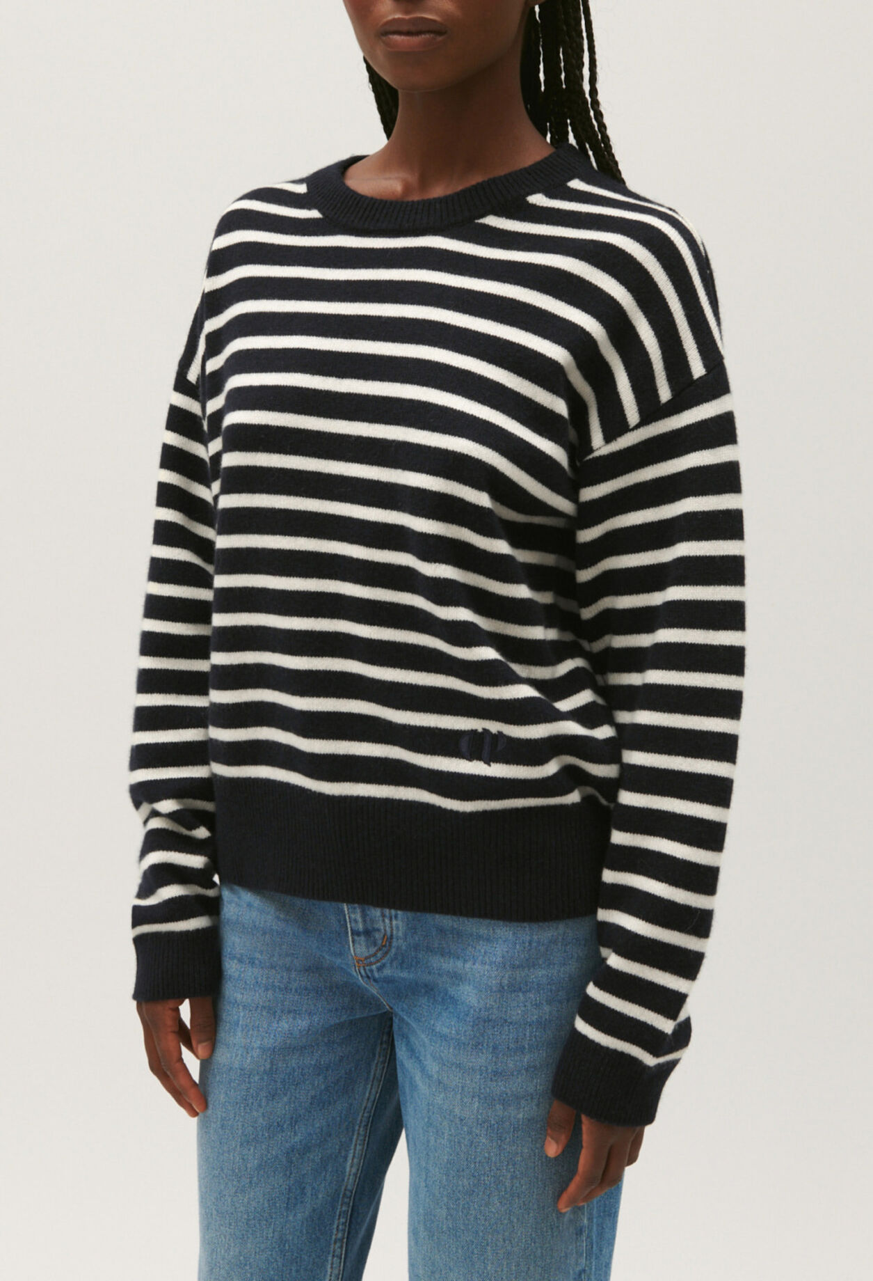 Two-tone stripy cashmere jumper