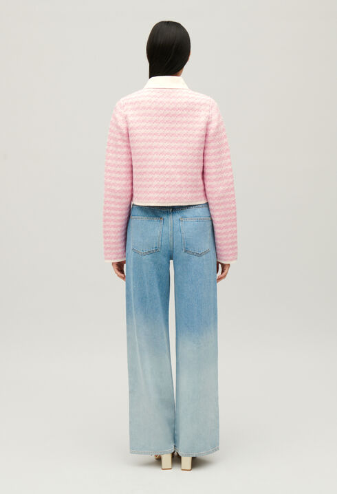 Two-tone knit cardigan