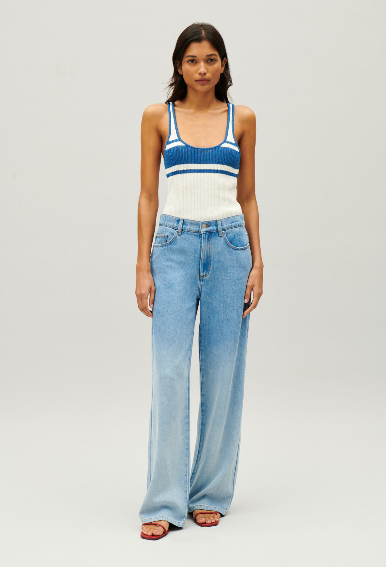 Blue baggy straight leg Michel jeans