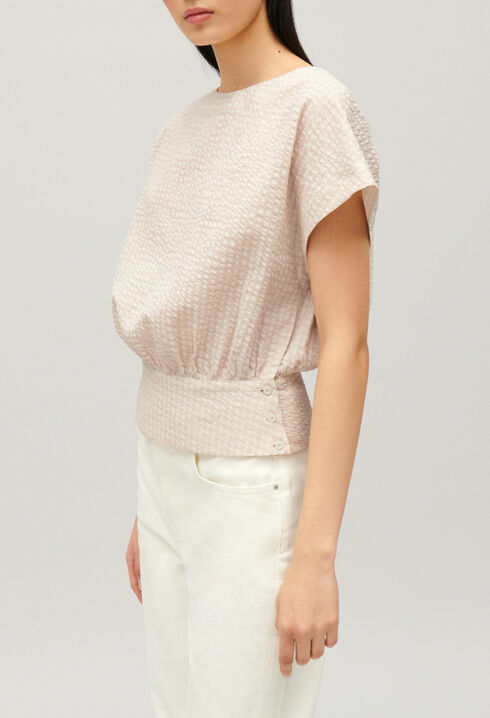 Gathered openwork top