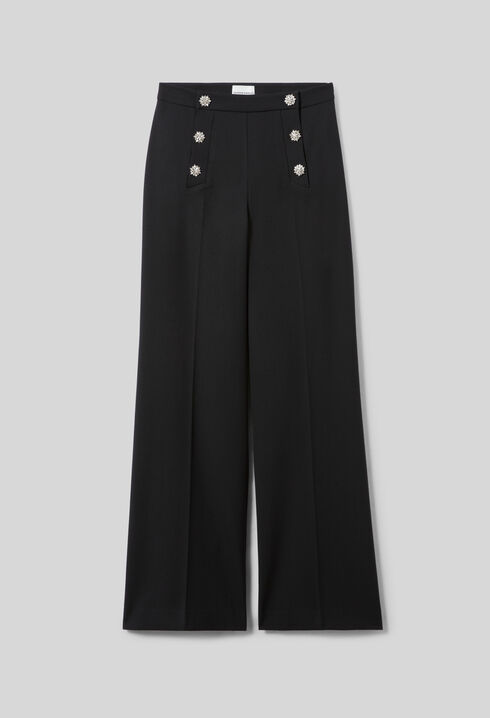 Straight-leg jewel button trousers