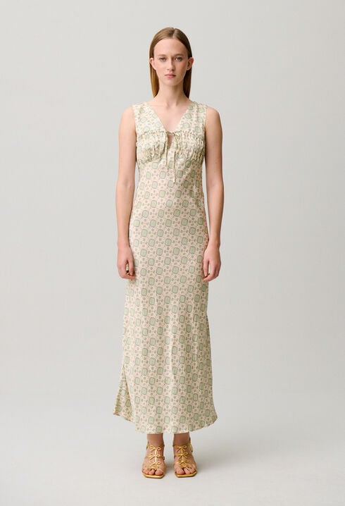 Patterned satin dress