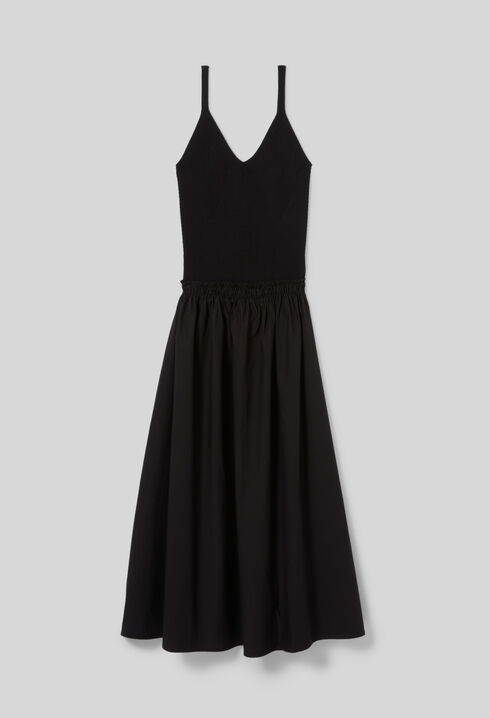 Midi dress with knit bodice