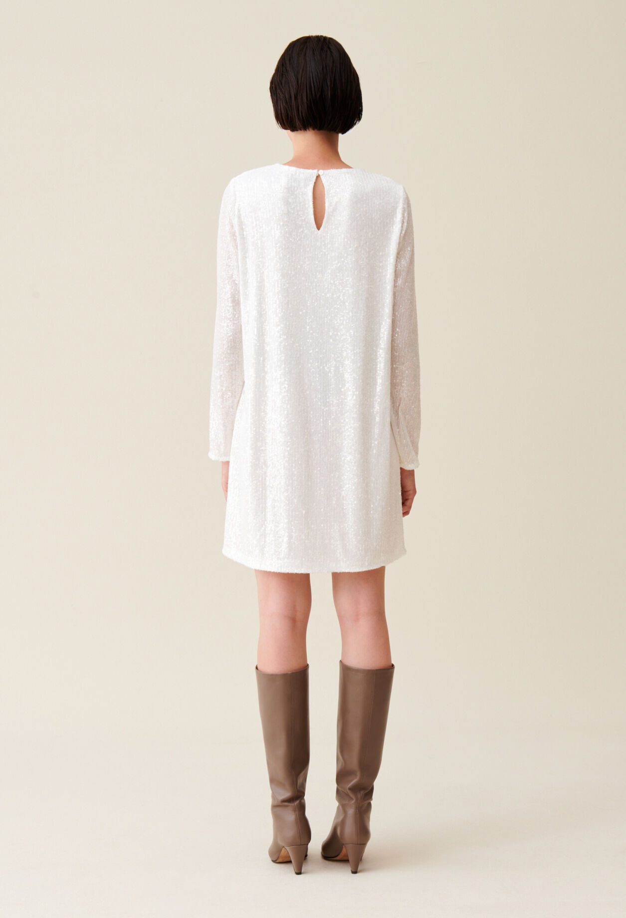 Rififi short ecru dress with sequins