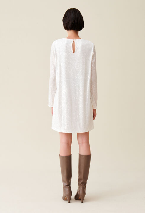 Rififi short ecru dress with sequins