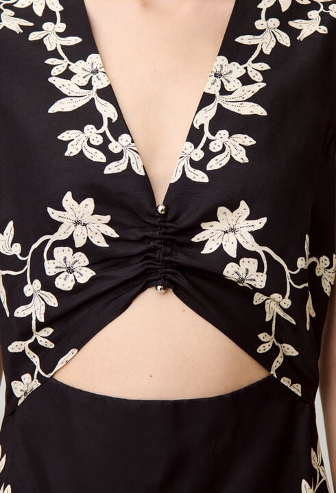 Long black embroidered dress