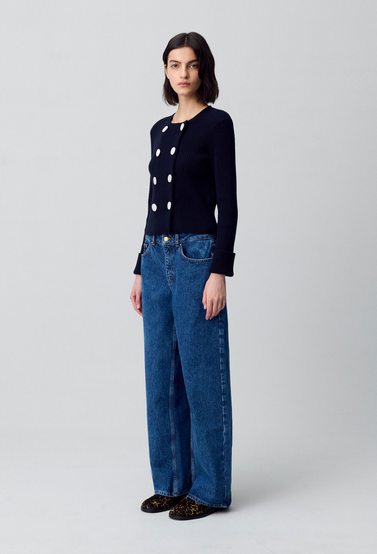 Buttoned wool-blend cardigan