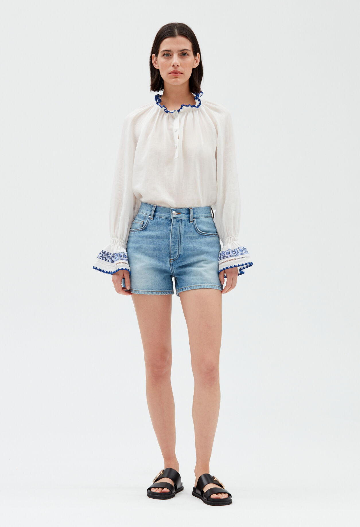 Ecru embroidered blouse