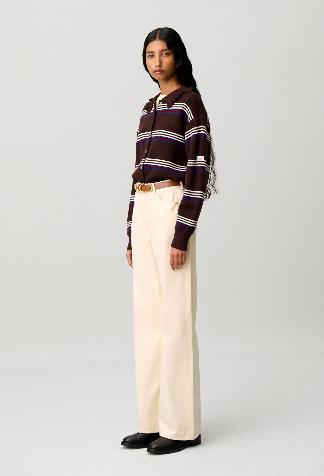 Striped knitted cardigan