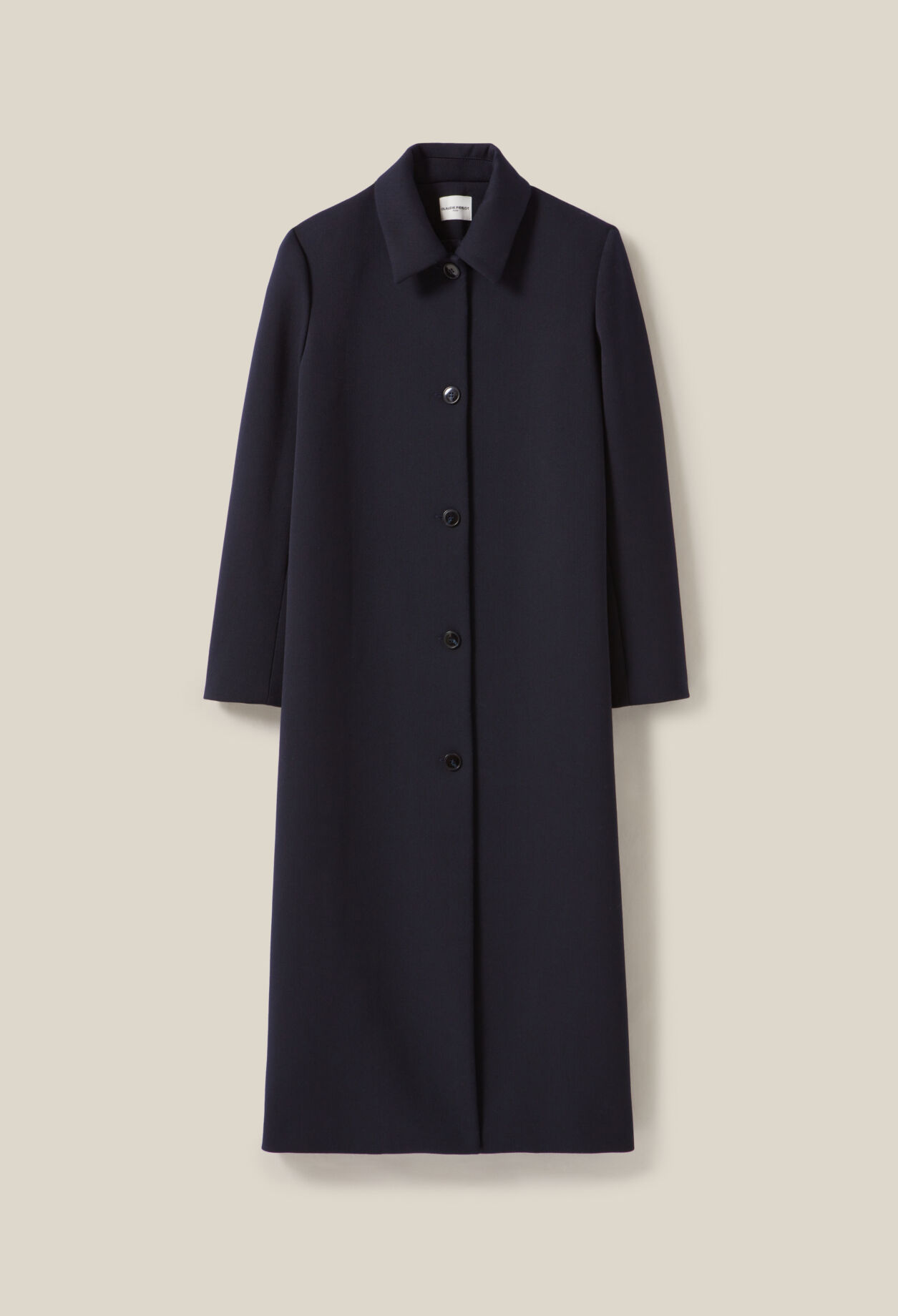 Long blue straight-cut coat