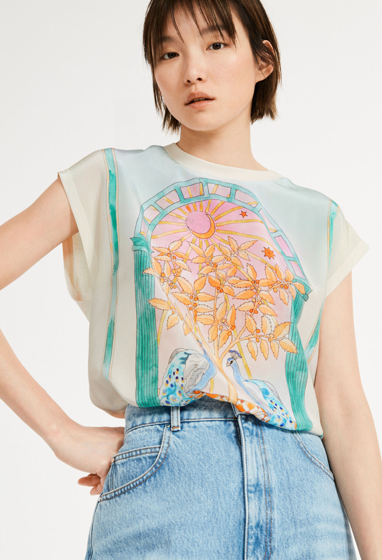 Silk printed t-shirt