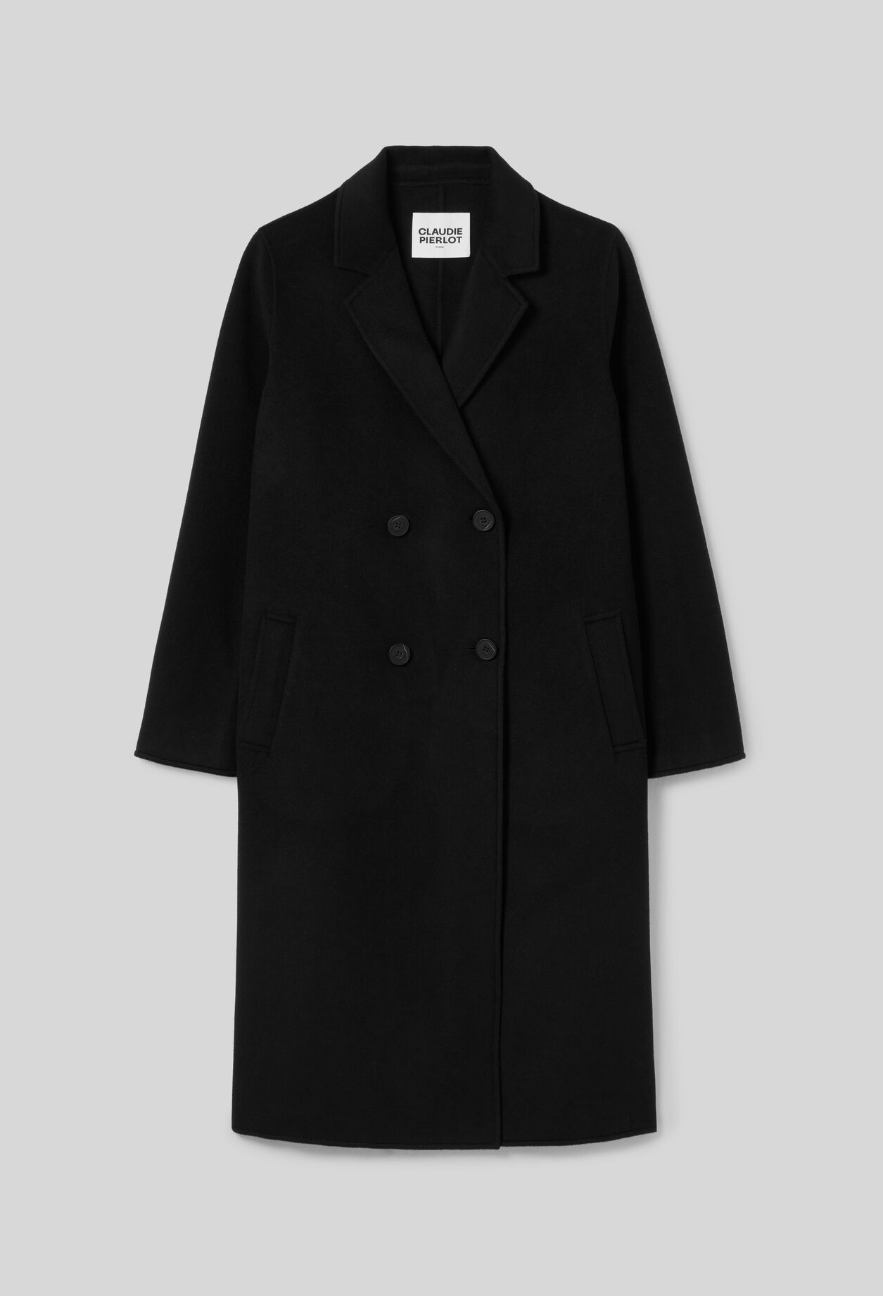 Black straight mid-length coat