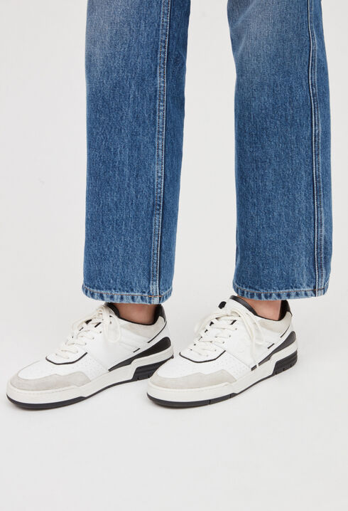 Two-tone leather trainers