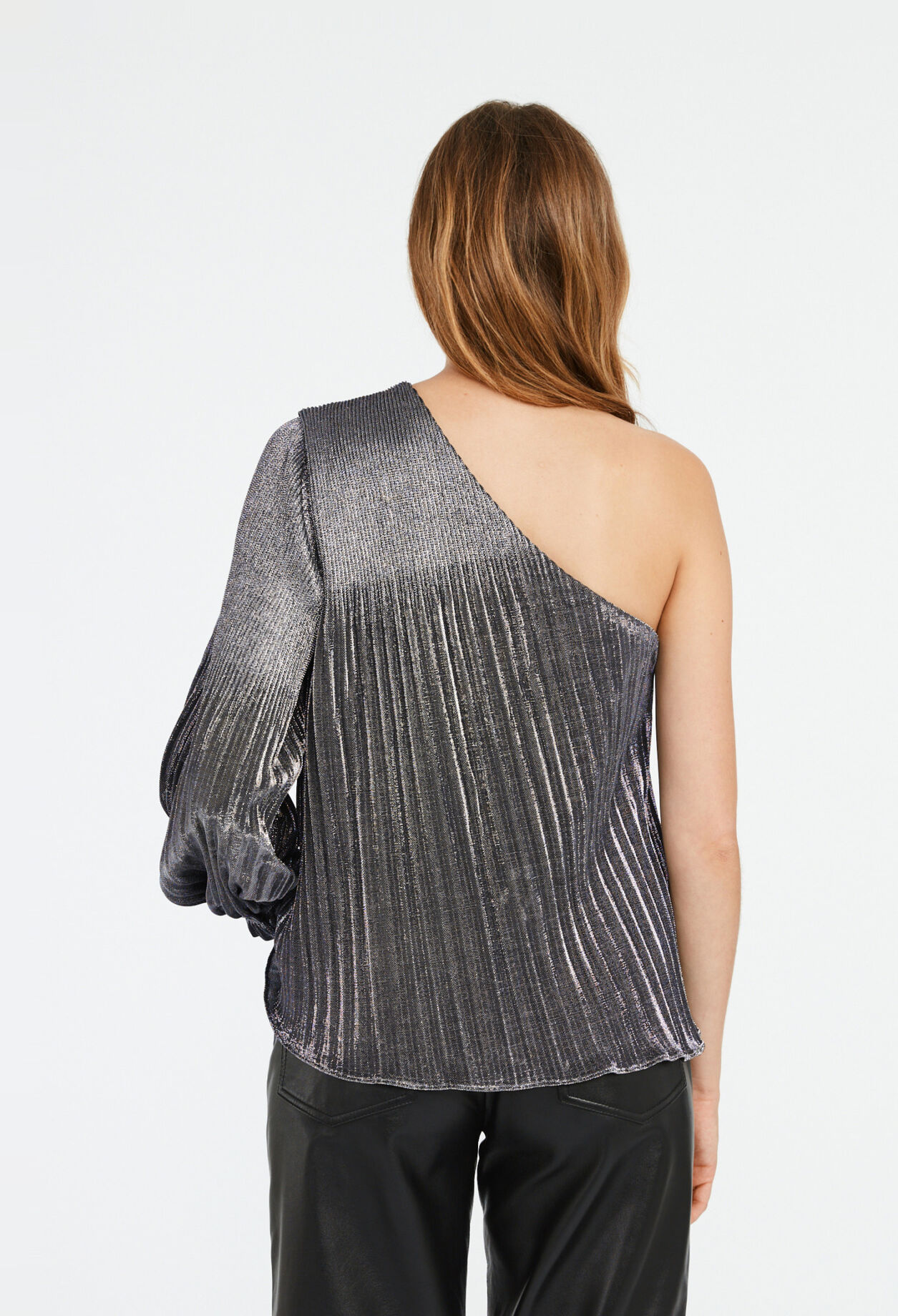 Asymmetric silver long sleeve top