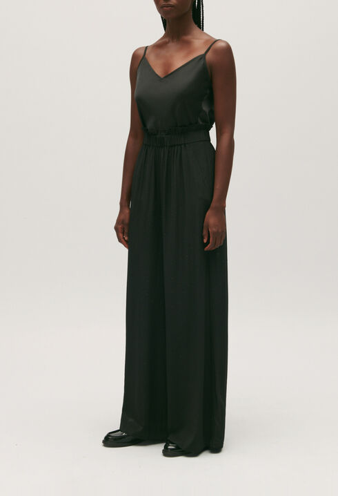 Black floaty trousers with rhinestones